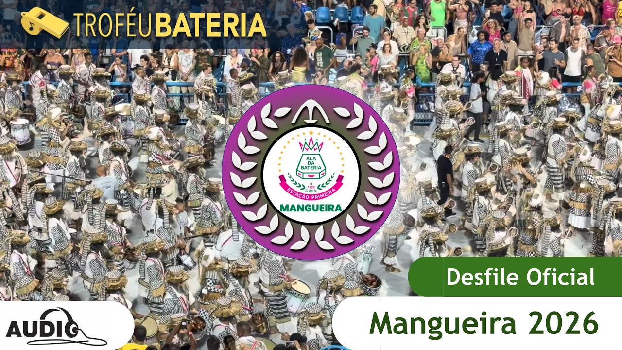 Áudio da Bateria da Mangueira no desfile oficial 2026 - Primeiro Box
