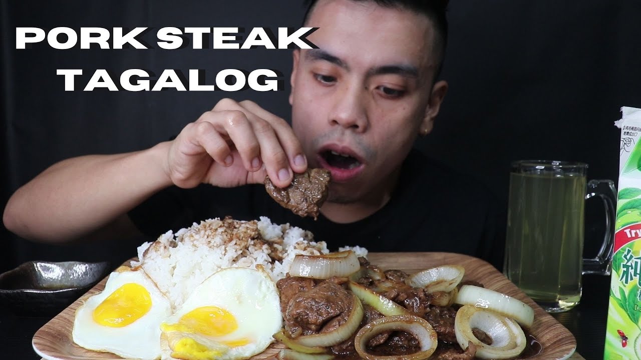 PORK STEAK TAGALOG (Filipino-style Pork Bistek) MUKBANG