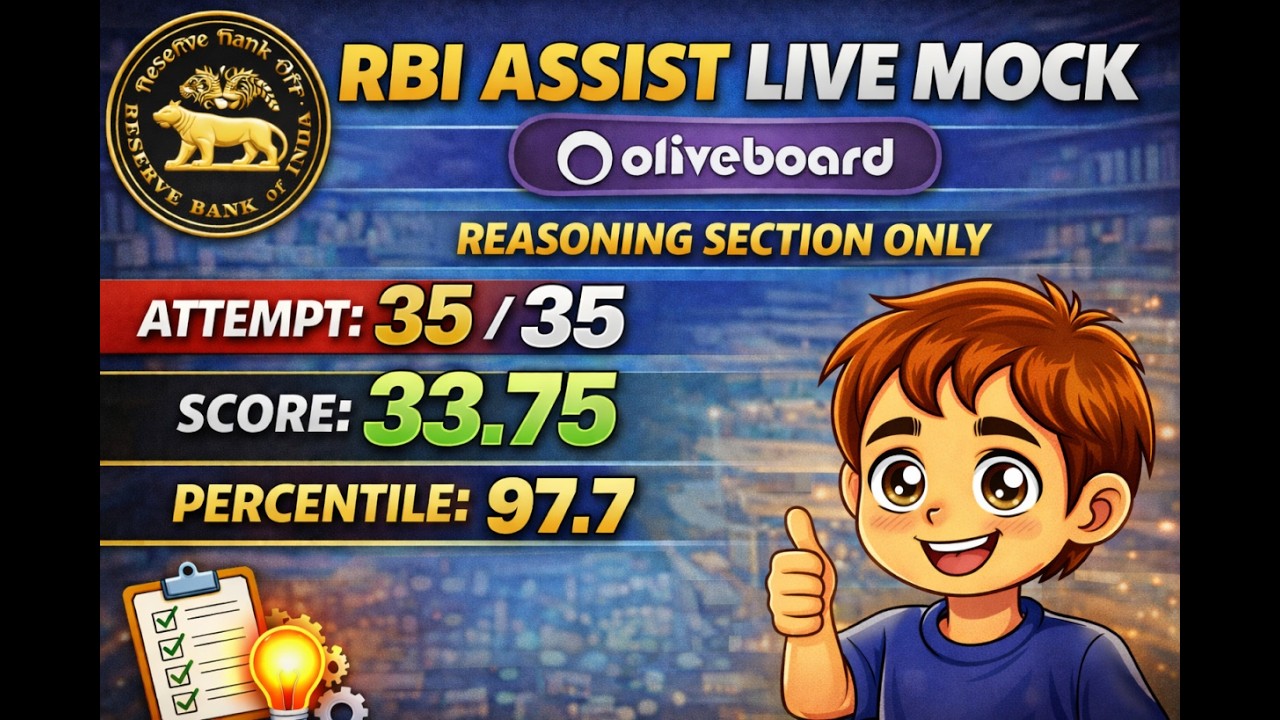 RBI ASSISTANT PRE LIVE MOCK OLIVEBOARD REASONING ONLY #reasoningmocktest