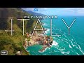 FLYING OVER ITALY 4K: Cinque Terre Coast by Drone + Light Ambient Music & Ocean / Nature  Sounds