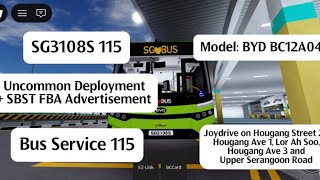 [SBST] SG3108S on Bus Service 115 - BYD BC12A04 (Ft. @svc22bsoe )  screenshot 2