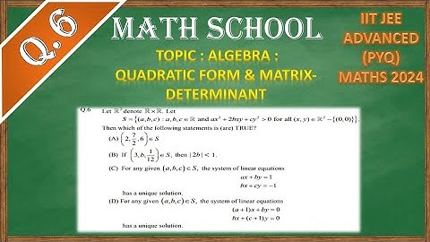 JEE Advanced 2024 Math solution (Q6) | IIT JEE (PYQ) | #jeeadvanced2024 #iitjeepyq #math #mathschool