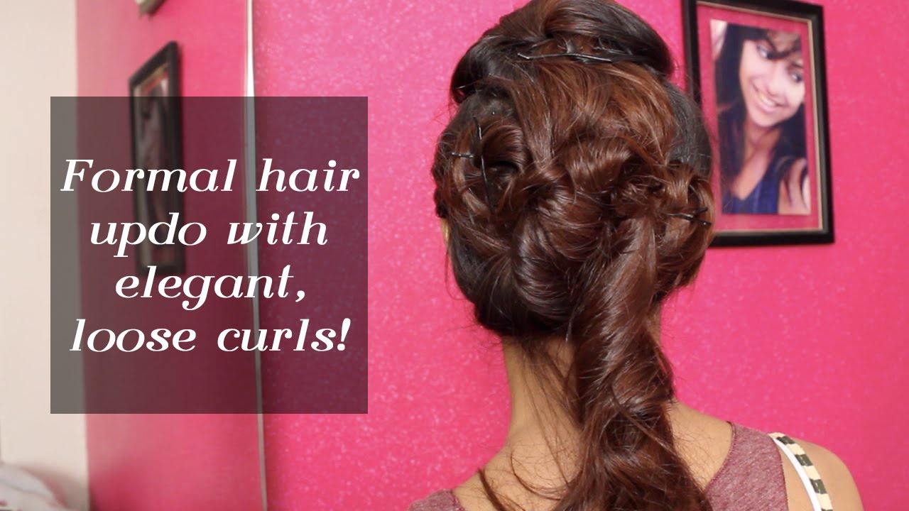 Formal Hair Updo With Elegant Loose Curls Indian Wedding Special