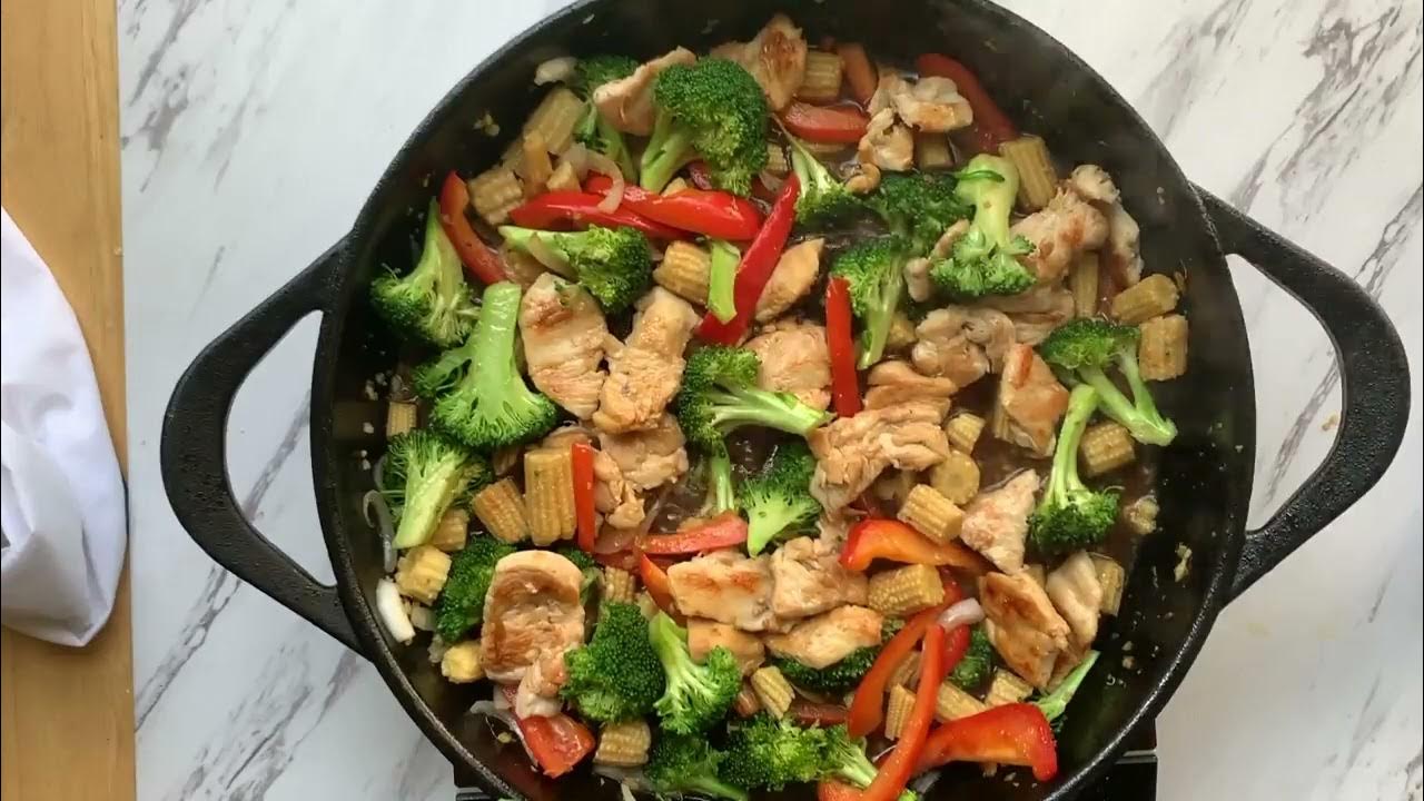 Homemade healthy food Chicken and vegetables Stir fry how to make