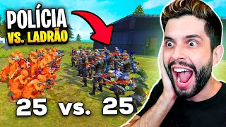 DESAFIO POLÍCIA E LADRÃO 25v25 NO FREE FIRE!!