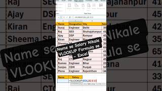 Name se Salary Nikale VLOOKUP Formula se – Excel Trick#ExcelTips #VLOOKUP #SalaryCalculation