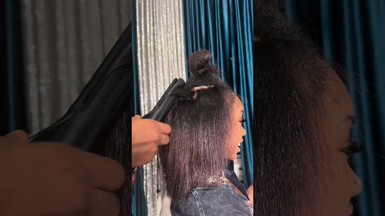 Trying out this TYMO AIRFLOW 2in1 straightener & curler on her natural hair 