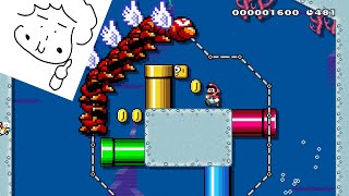 Mom challenges Super Mario Maker: Playing a Boo speedrun course