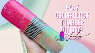 Easy Color Block Tumbler Tutorial with an Opal Look bottom