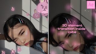 3D Element Transition Inside Cube - After Effects