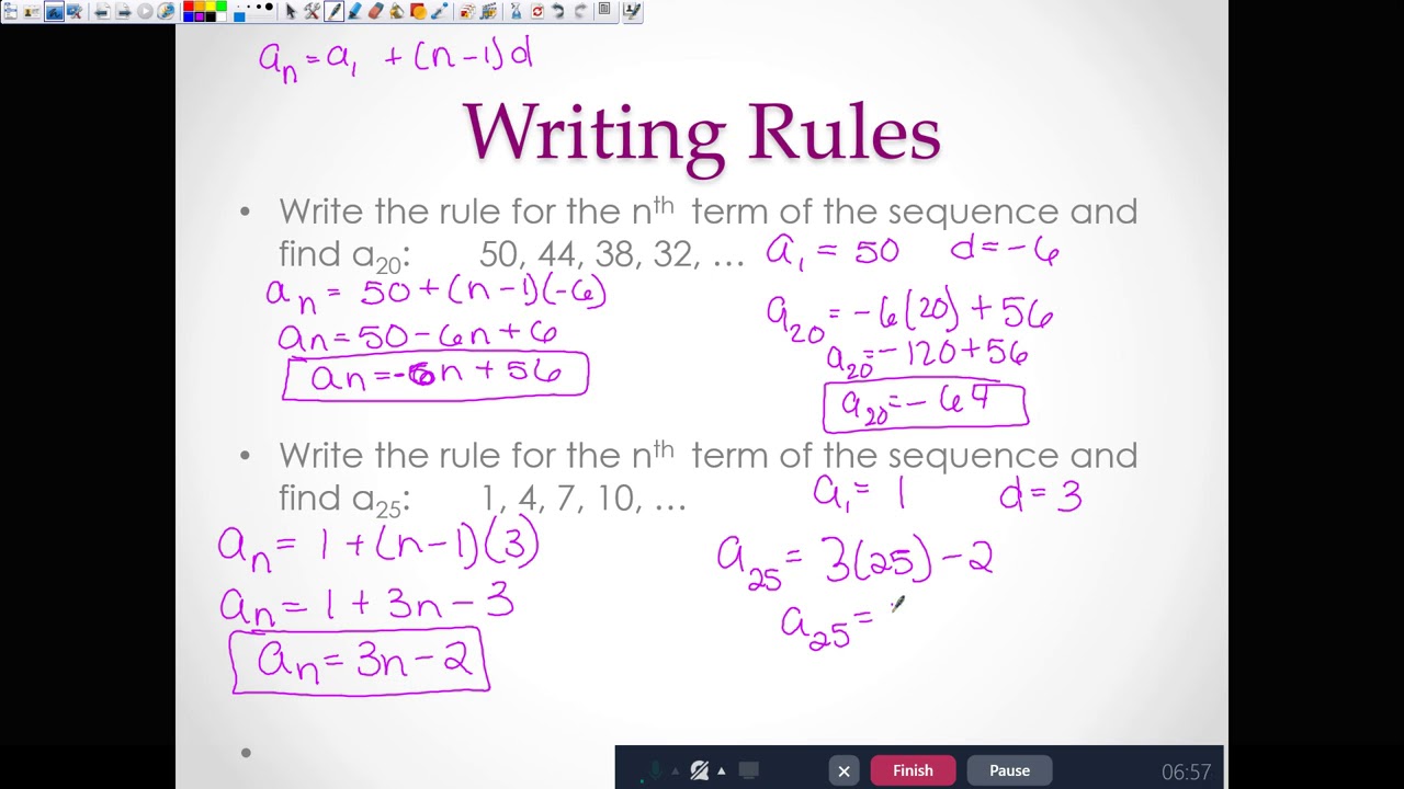 Arithmetic Sequences Video Notes - YouTube