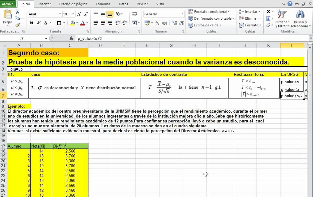 Excel Prueba de Hipótesis para la media caso 2 - YouTube
