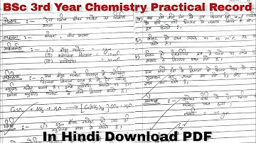 Chemistry Practical Record BSc 3rd Year| PDF download | BSc 3rd Year Chemistry Practical file hindi