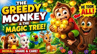 The Greedy Monkey and the Magic Tree 🐵🌳 | Kids Moral Story | 3D Cartoon
