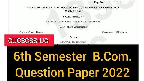BUSINESS RESEARCH METHODS       |       6th Sem  B.Com.   Question Paper 2022  #calicut #university