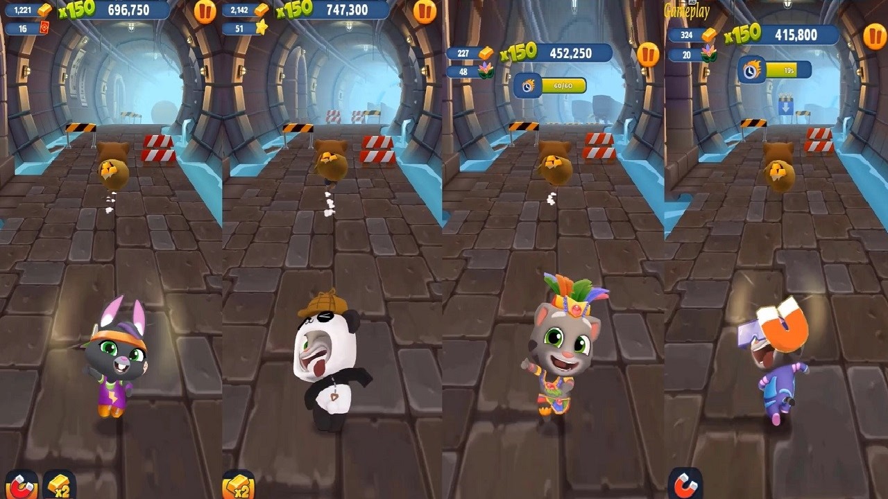 Talking Tom Gold Run Chinese Version Skater Becca VS PandaTom  Gamer  Fiesta Tom Catch Raccoon