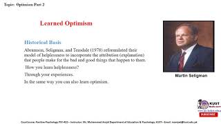 FACULTY456 PSY422 KUST20201 L10 P1  Optimism