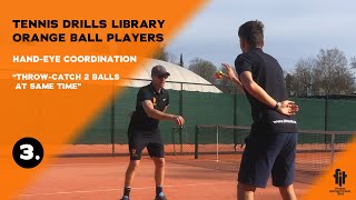Orange ball drills and exercises: THROW-CATCH 2 BALLS AT THE SAME TIME