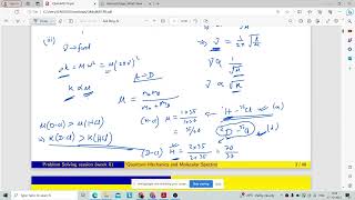 Week8: Quantum Mechanics and Molecular Spectroscopy problem solving session, NPTEL