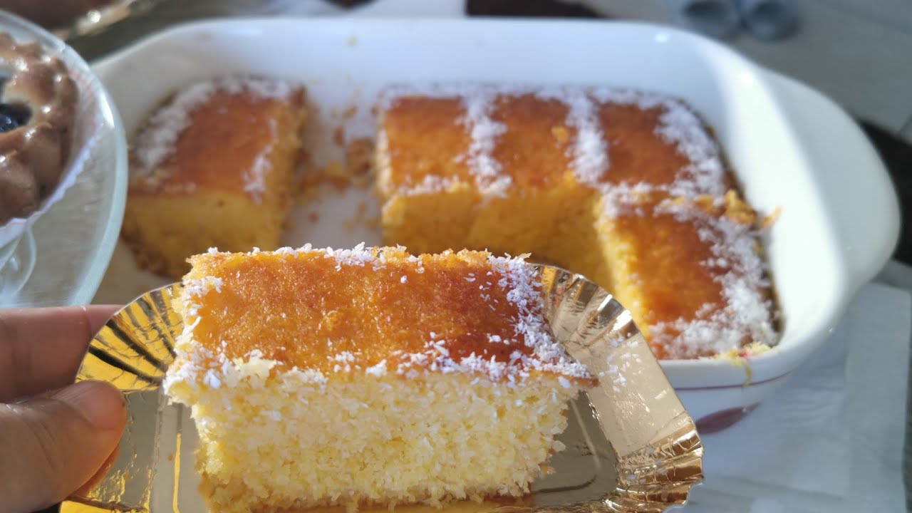 بسبوسة بدون غلوتين بصوص البرتقال لذيذة هشيشة إقتصادية ببيضة واحدة طريقة سهلة Basboussa sans gluten