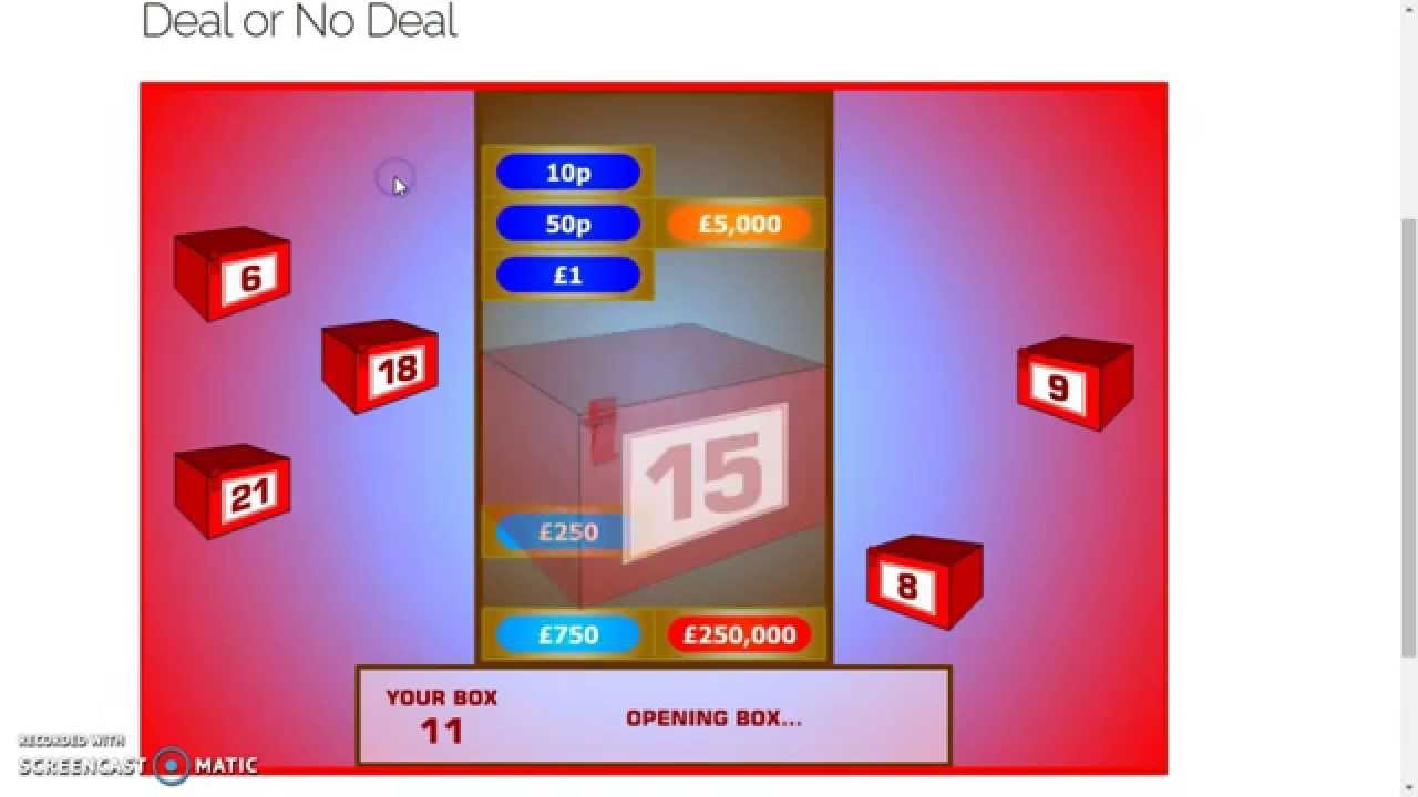 Deal or no deal game one 250k win