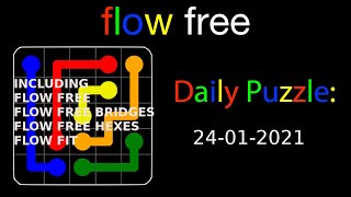 Flow free daily puzzles of January 24, 2021 SOLUTION - Gameplay Walkthrough (iOS & Android) screenshot 4
