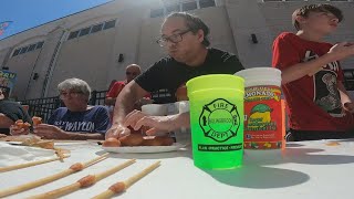 Contestants devour glizzies at Mississippi Valley Fair corndog eating contest