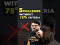 5 Best Colleges with NO 75% Criteria in Class 12! #jee2026 #jeemains #class12 #12result #shorts #iit