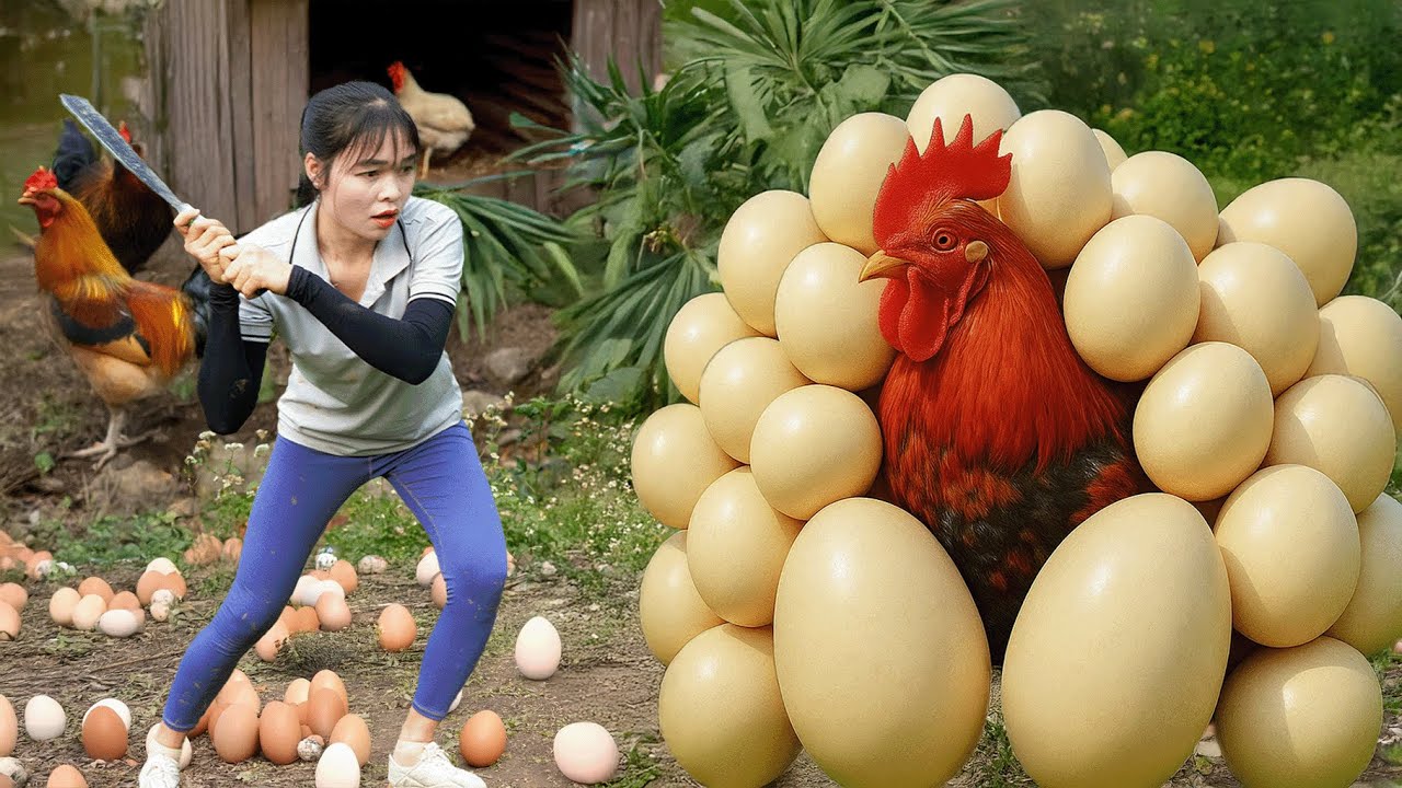 Colhi Galinhas Gigantes Ovos & Levei ao Mercado – Uma Colheita Selvagem | Lý Thị Emma