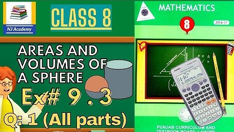 Area of sphere||Class 8 mathematics PTB, Ex 9.3,Q:1 all parts