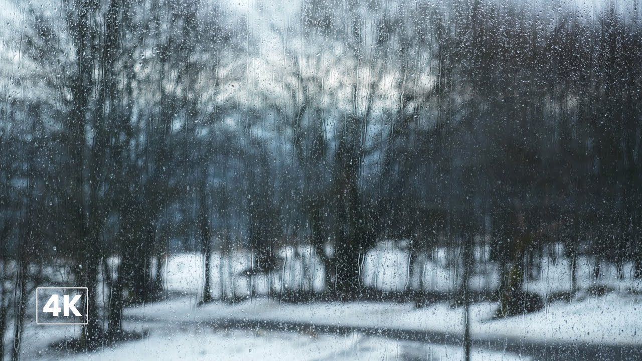 4K Rain & Snow Dripping on Window | Relaxing Water Sounds for Sleep ...
