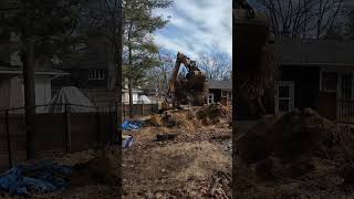 New video posted with timecodes. Huge stump removal by excavator! #construction #demolition #shorts