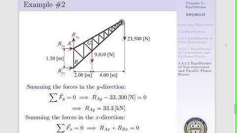 Lecture 12 - Equilibrium of Non concurrent and Parallel Planar Forces and Example 2
