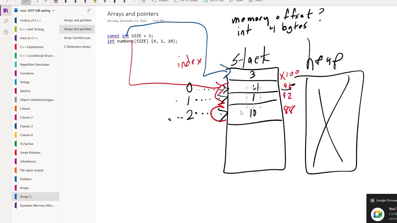 112320 COSC 1337 Arrays and pointers, Array function parameters, Two Dimension, and dynamic memory