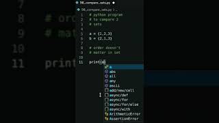Python Program To Compare Two Sets | Python Set | Compare | Tech Blooded | #Shorts