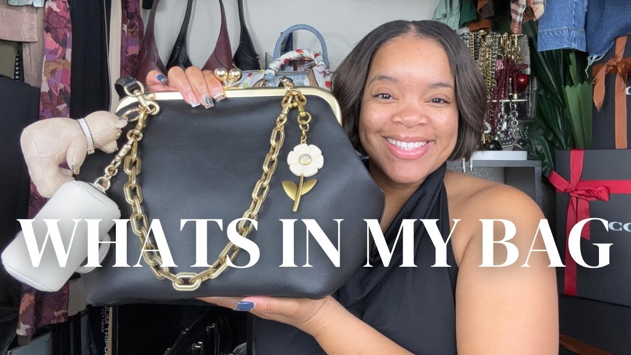 👜 What's In My Bag? | Coach Kisslock 27 Black Leather Handbag