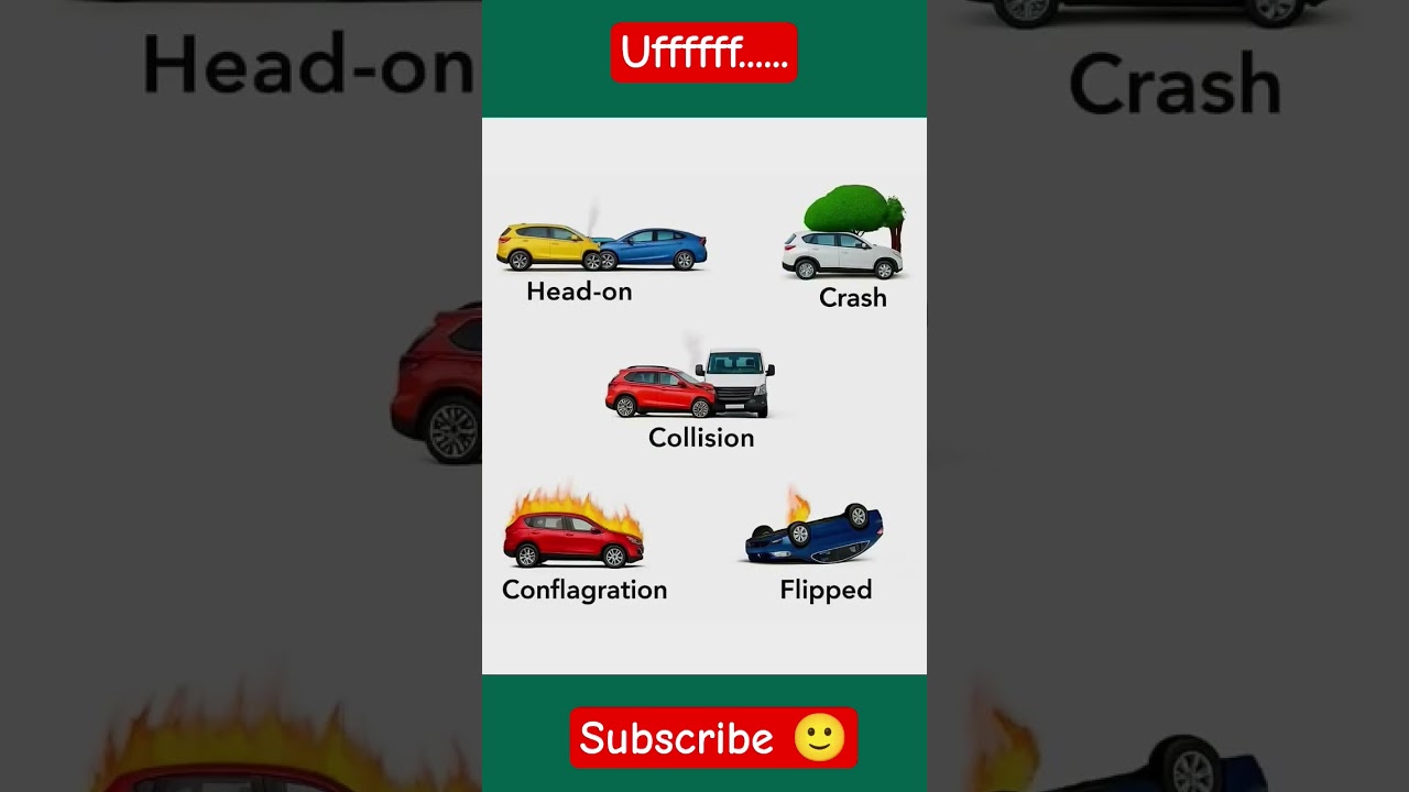 Car accident vocabulary| car collision types|vehicle collisions 