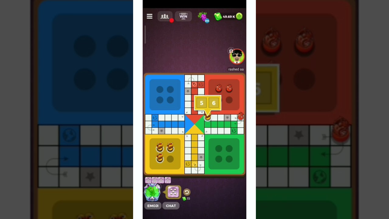 1 Move without undo with eggplant dice game.