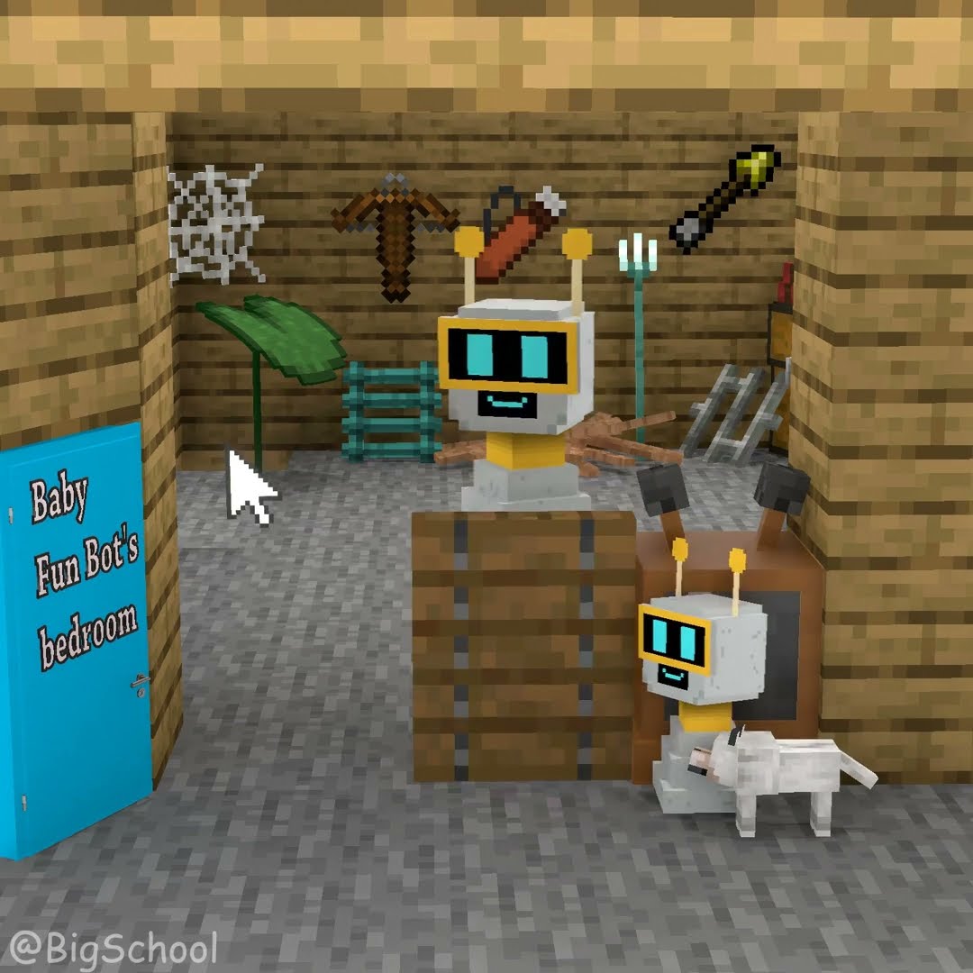Choose the right item to help Fun Bot hide from his mother and bring the dog into his room! ?