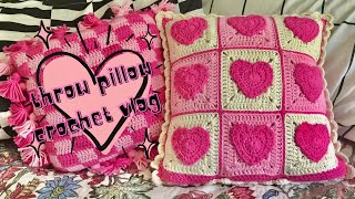 Heart Throw Pillow Crochet and Sewing Vlog