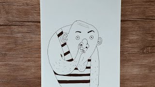 Easy Drawing for Beginners - How to Draw an Ugly Man