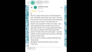 Happy patient from UK |  Theertha’s Tooth Affair Dental clinic | kottayam | smile | tooth