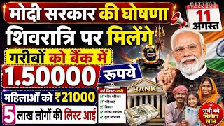 🔥शिवरात्रि पर बड़ी खुशखबरी! गरीबों के खाते में ₹15,000, महिलाओं को ₹2,100 | 5 लाख लोगों की नई लिस्ट