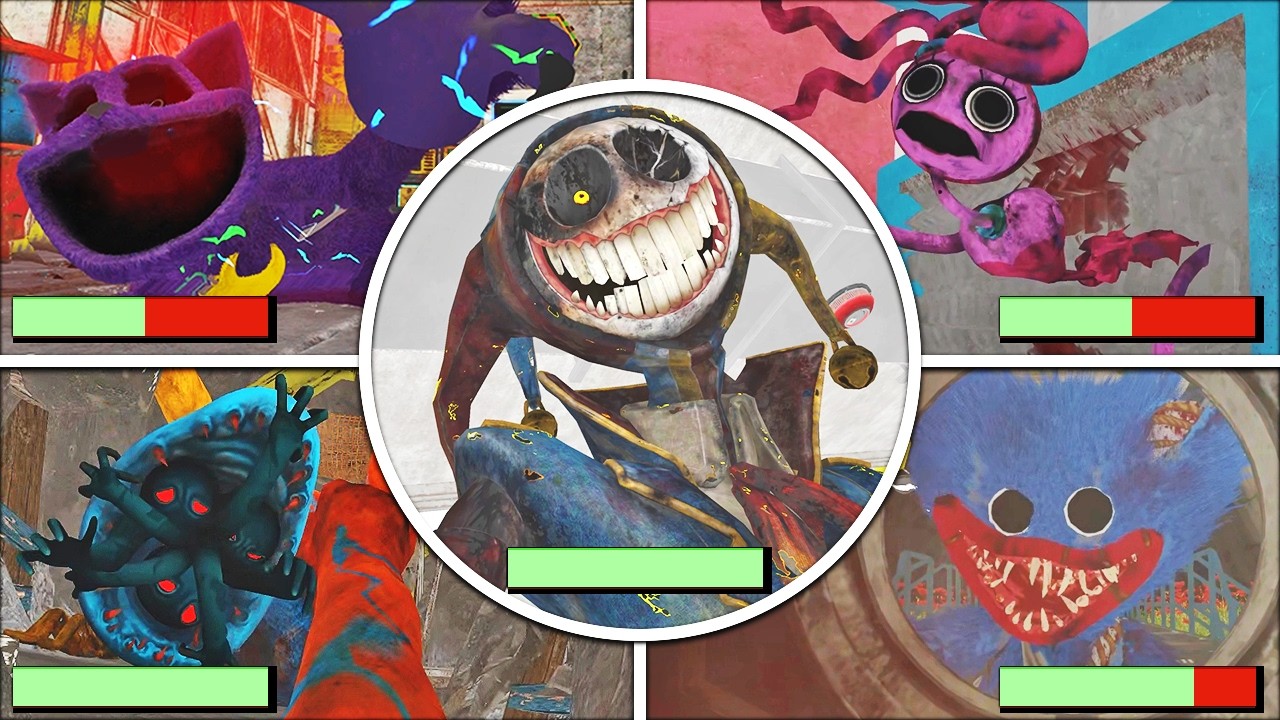 Poppy Playtime Chapter 1-5 - All ENDINGS in Bright Mode With Healthbars