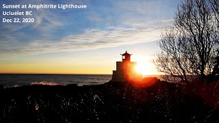Famous Sunset Over The Pacific Ocean at Amphitrite Lighthouse in Ucluelet, British Columbia 4K Slow TV Wealth