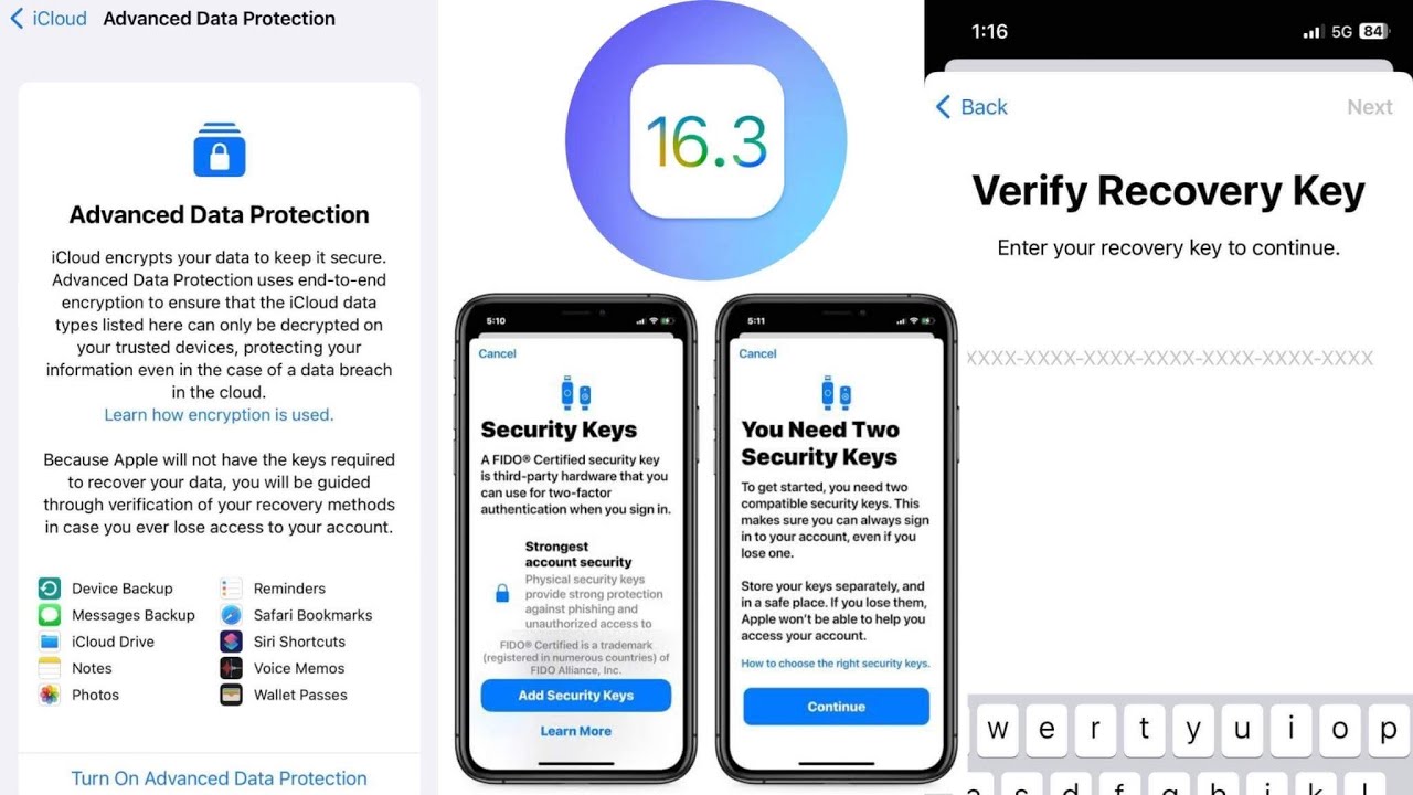 Data Protection Ios Set Up HOW TO SETUP RECOVERY KEY ON IOS 16.3 | HOW TO TURN ON ADVANCE DATA ...