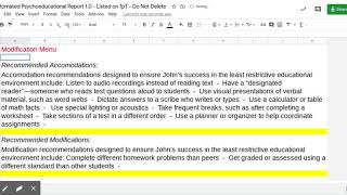 Automated Psych Report: Recommendation Section