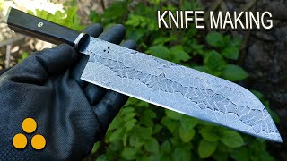 Knife Making - Forging a Damascus Santoku Knife (Mosaic Damascus)