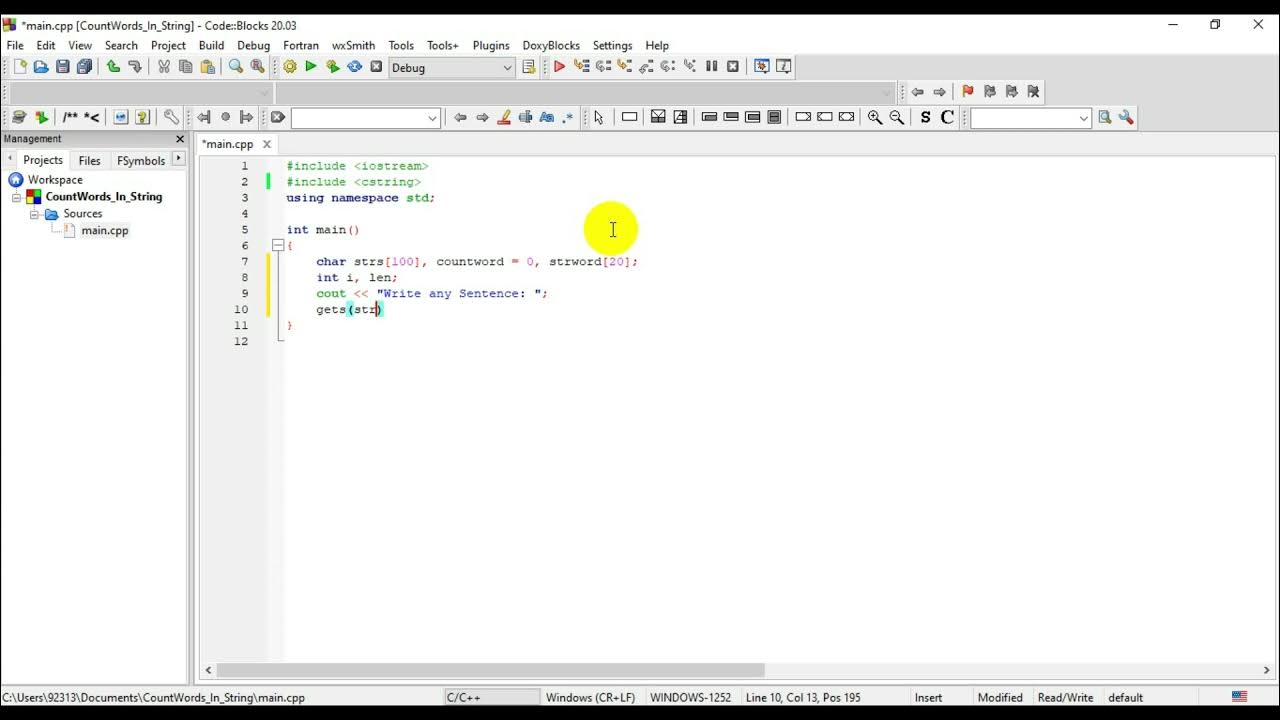 C++ Program to Count Words in String using FOR LOOP - YouTube