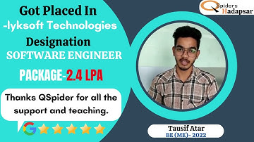 QSPIDERS/JSPIDERS HADAPSAR STUDENT GOT PLACED AS SOFTWARE ENGINEER, CONGRATULATIONS TAUSIF